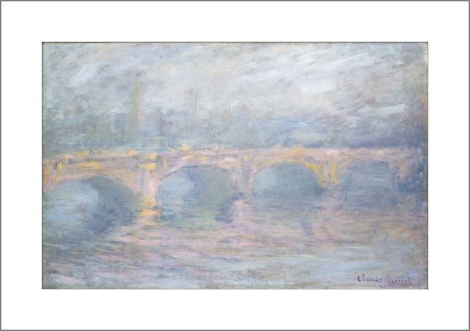 Купить и печать на заказ Картины, фото с паспарту Клод Моне Waterloo Bridge at Sunset, Pink Effect