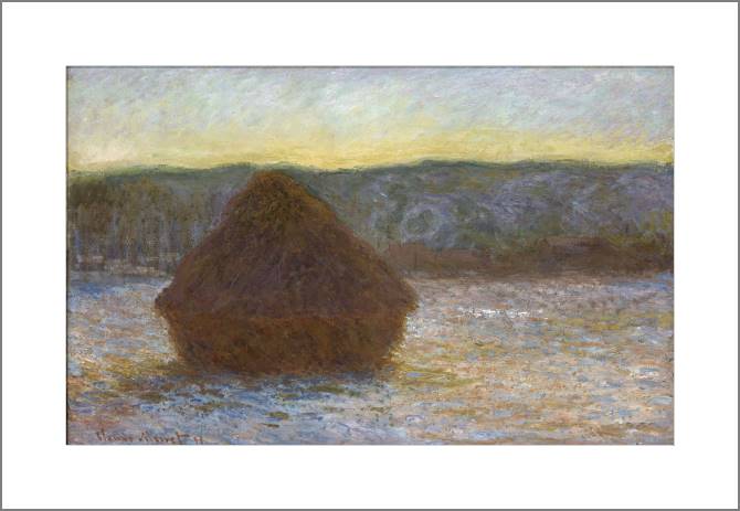 Купить и печать на заказ Картины, фото с паспарту Клод Моне Grainstack, Thaw, Sunset