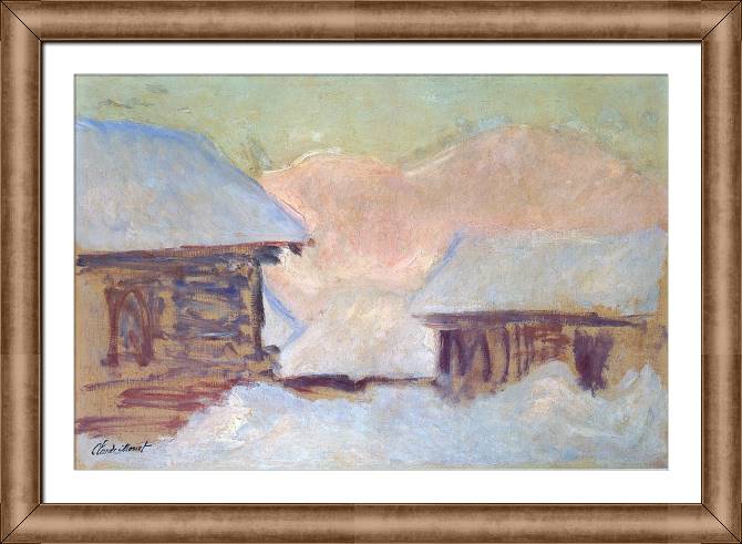 Картины в рамке, багете Claude Monet Norway, Houses under the Snow