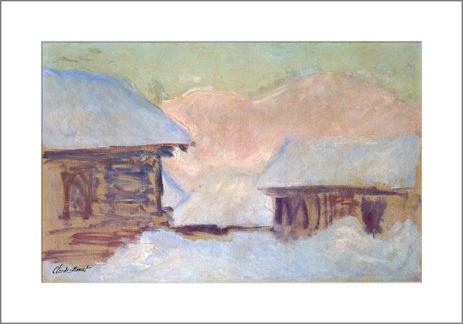 Купить и печать на заказ Картины, фото с паспарту Клод Моне Norway, Houses under the Snow