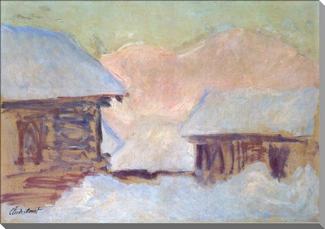 Paintings on canvas Claude Monet Norway, Houses under the Snow
