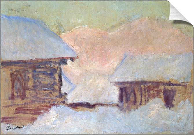 Купить и печать на заказ Картины на холсте Клод Моне Norway, Houses under the Snow