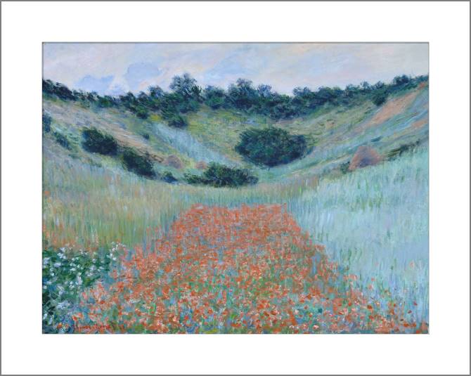 Купить и печать на заказ Картины, фото с паспарту Клод Моне Poppy Field in a Hollow near Giverny