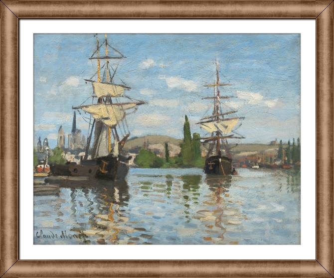 Framed and baguette paintings Claude Monet Ships Sailing on the Seine at Rouen