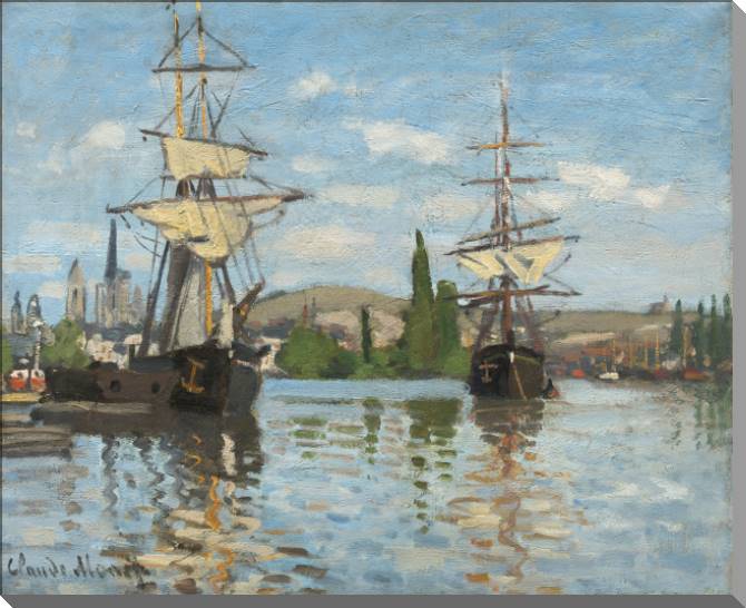 Купить и печать на заказ Картины на холсте Клод Моне Ships Sailing on the Seine at Rouen