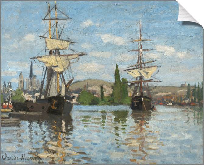 Купить и печать на заказ Картины на холсте Клод Моне Ships Sailing on the Seine at Rouen