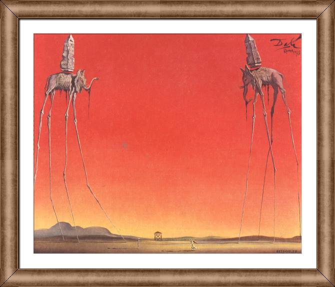 Картины в рамке, багете Salvador Dali The Elephants