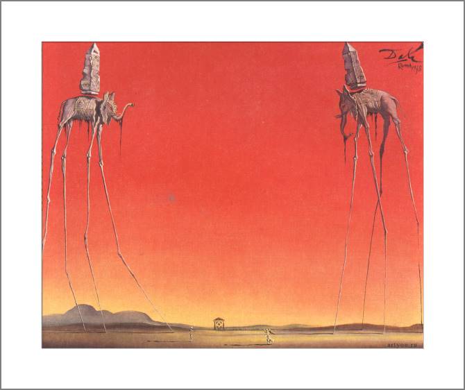 Купить и печать на заказ Картины, фото с паспарту Сальвадор Дали The Elephants