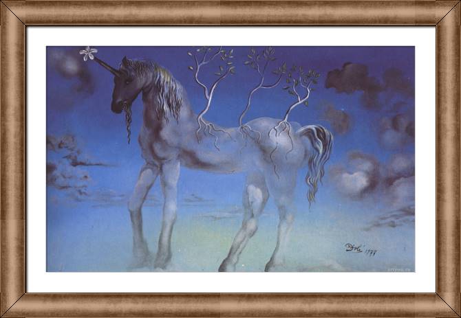 Картины в рамке, багете Salvador Dali The Happy Unicorn