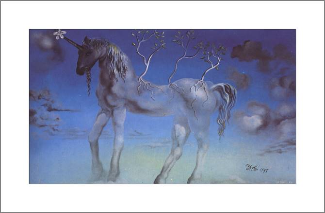 Купить и печать на заказ Картины, фото с паспарту Сальвадор Дали The Happy Unicorn