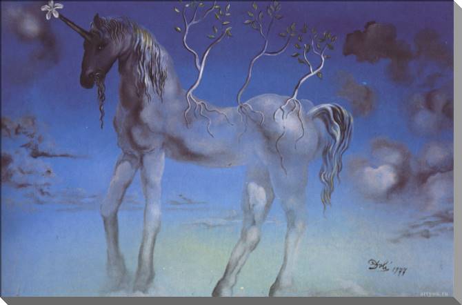 Купить и печать на заказ Картины на холсте Сальвадор Дали The Happy Unicorn