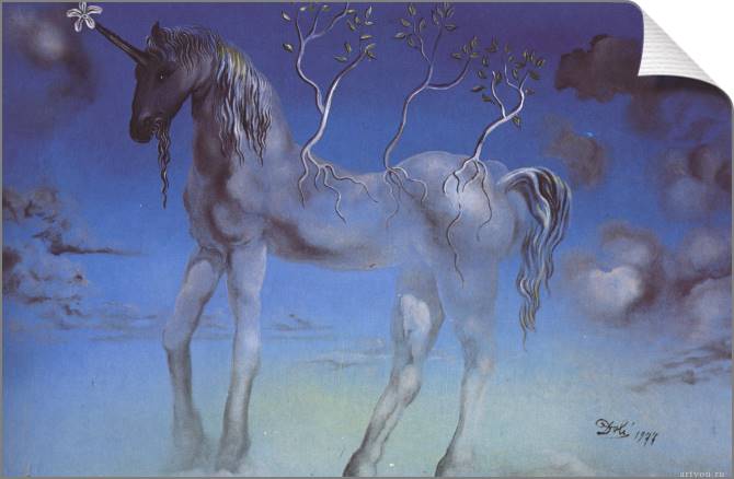 Картины на холсте Salvador Dali The Happy Unicorn