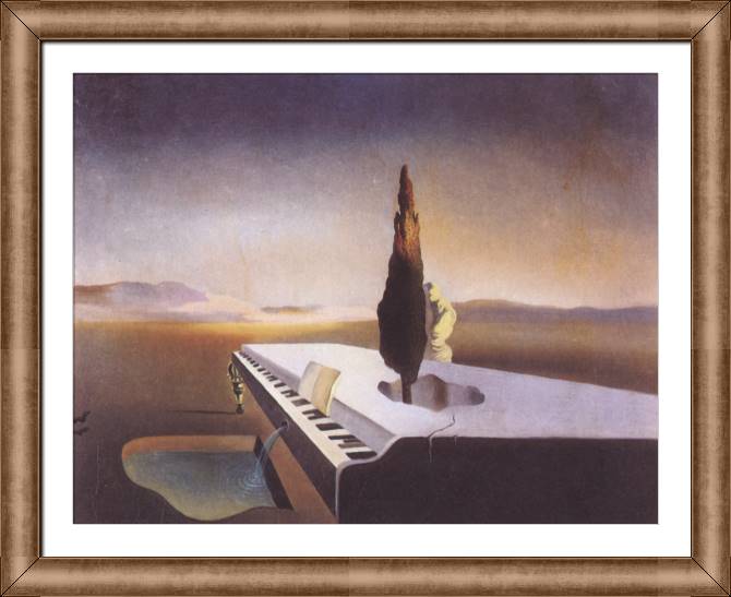 Картины в рамке, багете Salvador Dali Necrophilic Fountain Flowing from a Grand Pian