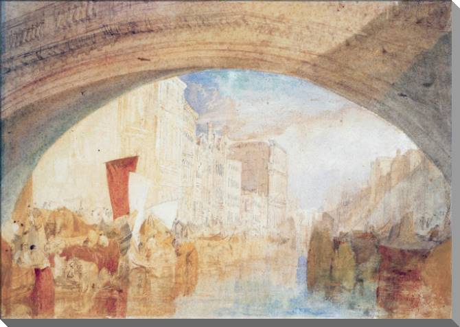 Купить и печать на заказ Картины на холсте Уильям Тёрнер The Grand Canal from below the Rialto Bridge, Venice