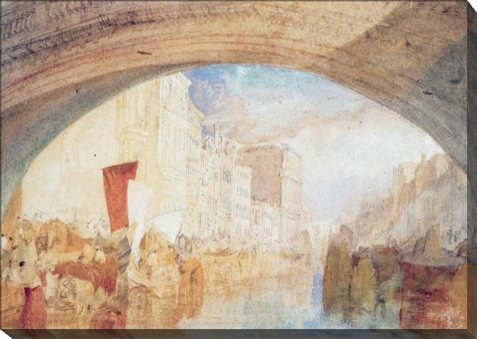 Купить и печать на заказ Картины на холсте Уильям Тёрнер The Grand Canal from below the Rialto Bridge, Venice