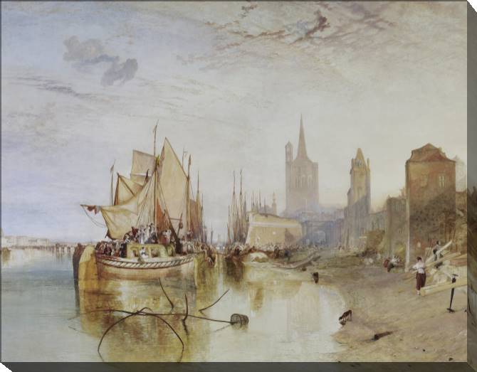 Купить и печать на заказ Картины на холсте Уильям Тёрнер Cologne - The Arrival of a Packet-Boat, Evening