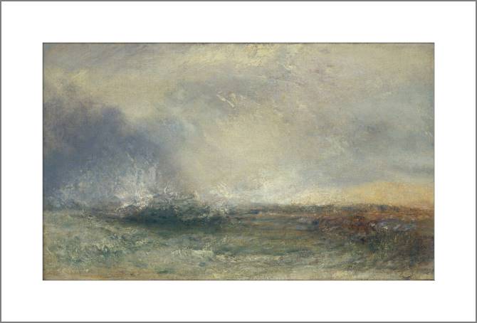 Купить и печать на заказ Картины, фото с паспарту Уильям Тёрнер Stormy Sea Breaking on a Shore