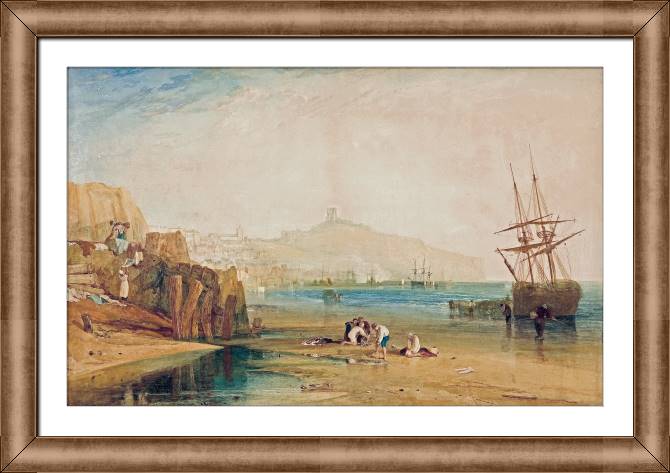 Картины в рамке, багете William Turner Scarborough Town and Castle, Morning, Boys Catching Crabs