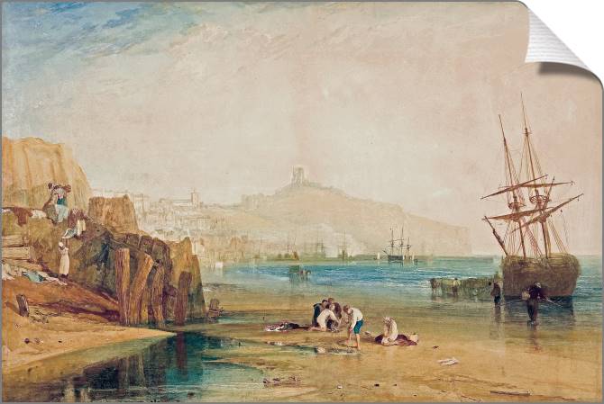 Paintings on canvas William Turner Scarborough Town and Castle, Morning, Boys Catching Crabs