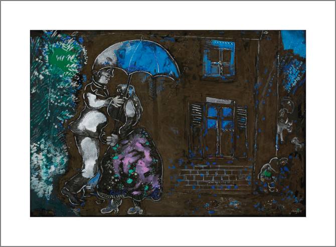 Купить и печать на заказ Картины, фото с паспарту Пара под дождем