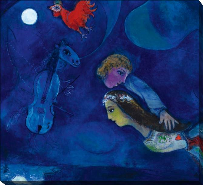 Paintings on canvas Marc Chagall, Coq Rouge Dans La Nuit