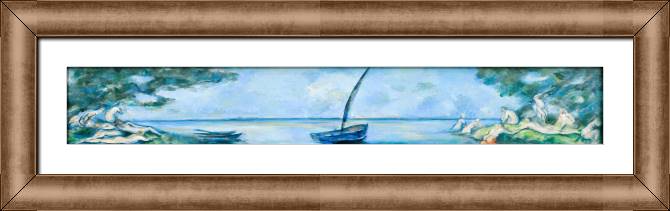 Framed and baguette paintings Paul Cezanne The Boat and Bathers