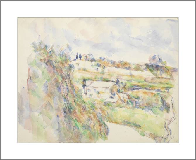 Купить и печать на заказ Картины, фото с паспарту Поль Сезанн Hill of Lauves, The Turn in the Road