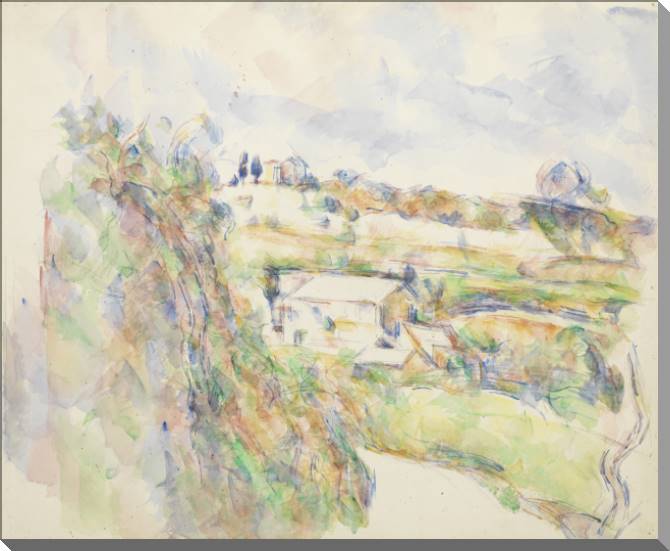 Купить и печать на заказ Картины на холсте Поль Сезанн Hill of Lauves, The Turn in the Road