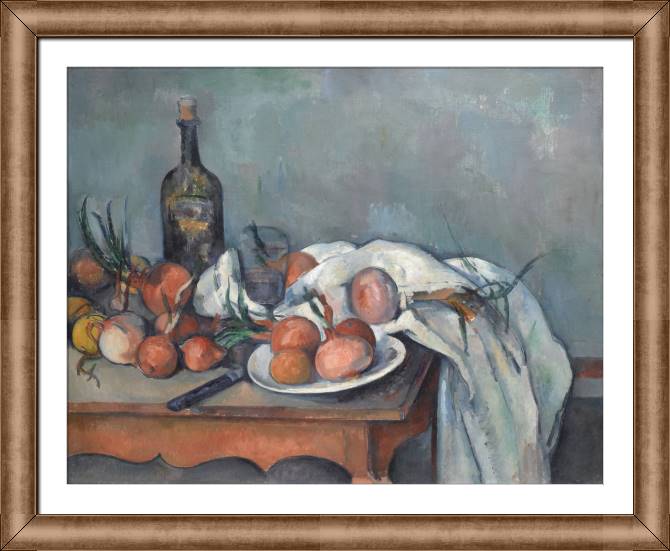 Картины в рамке, багете Paul Cezanne Onions and Bottle