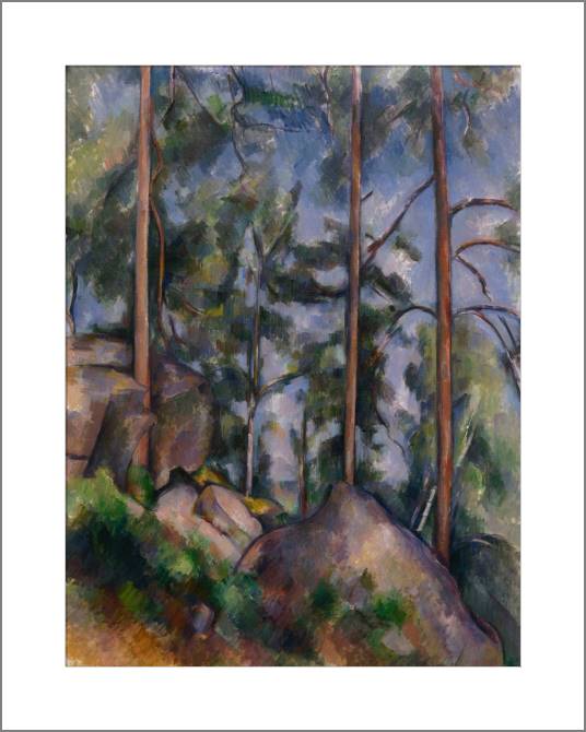 Купить и печать на заказ Картины, фото с паспарту Поль Сезанн Pines and Rocks at Fontainebleau Forest