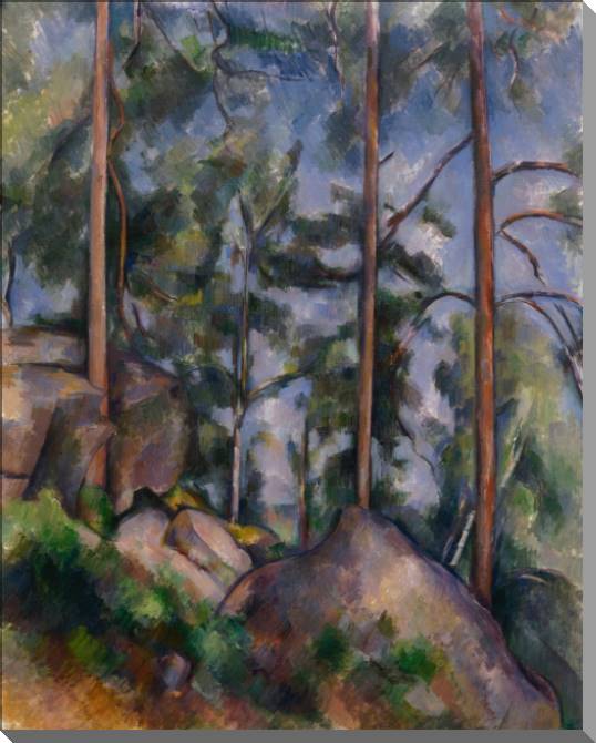 Купить и печать на заказ Картины на холсте Поль Сезанн Pines and Rocks at Fontainebleau Forest