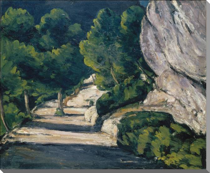 Купить и печать на заказ Картины на холсте Поль Сезанн Landscape, Road with Trees in Rocky Mountains