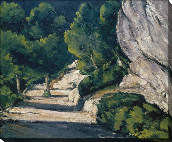 Купить и печать на заказ Картины на холсте Поль Сезанн Landscape, Road with Trees in Rocky Mountains