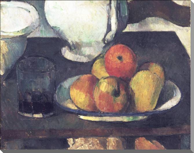 Купить и печать на заказ Картины на холсте Поль Сезанн Apples and a Glass of Wine