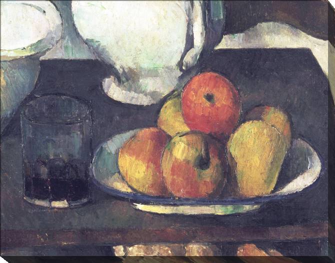 Купить и печать на заказ Картины на холсте Поль Сезанн Apples and a Glass of Wine