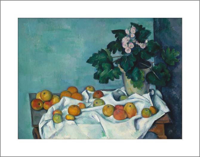 Купить и печать на заказ Картины, фото с паспарту Поль Сезанн Apples and a Pot of Primroses