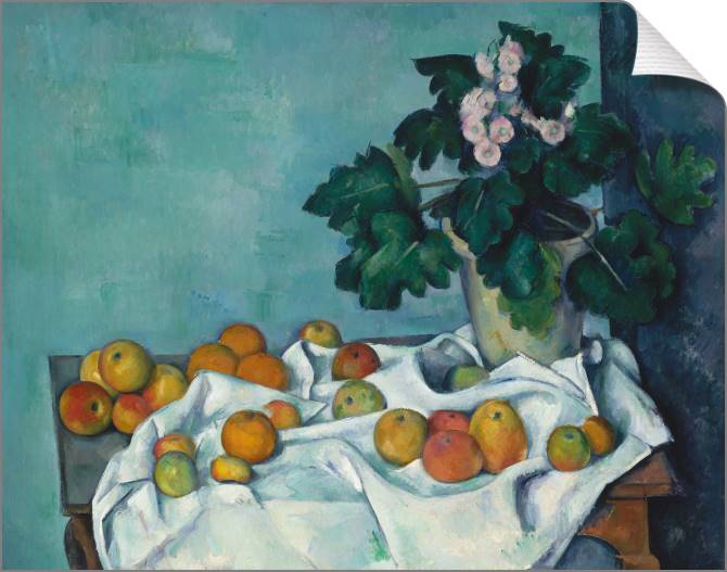 Paintings on canvas Paul Cezanne Apples and a Pot of Primroses