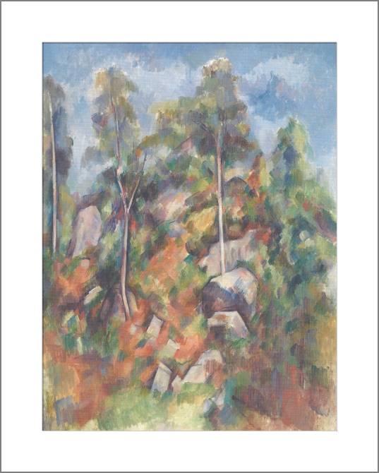 Купить и печать на заказ Картины, фото с паспарту Поль Сезанн Rocks and Tree