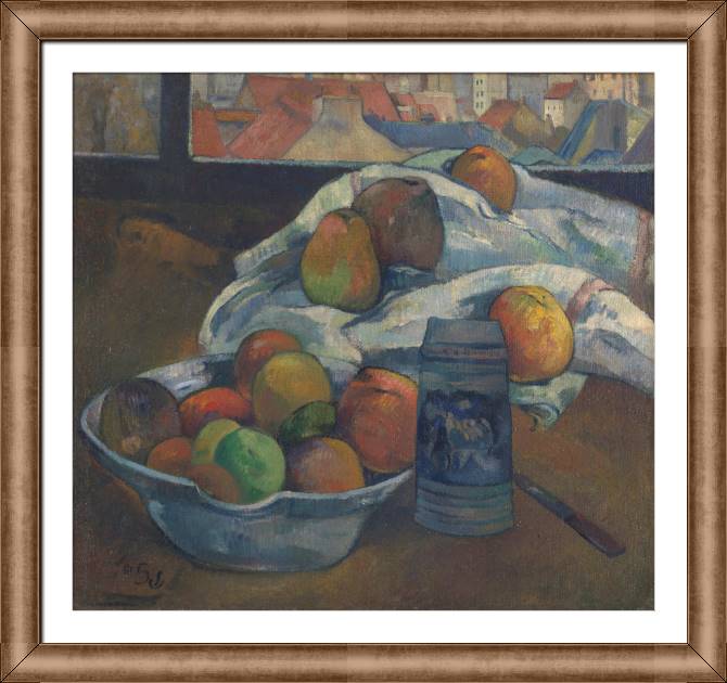 Картины в рамке, багете Paul Gauguin Bowl of Fruit and Tankard before a Window