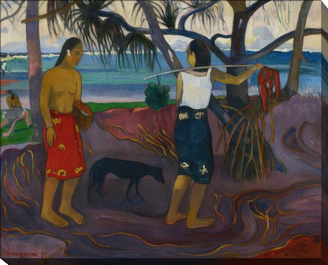 Купить и печать на заказ Картины на холсте Поль Гоген I Raro Te Oviri (Under the Pandanus)