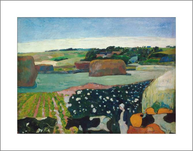 Купить и печать на заказ Картины, фото с паспарту Поль Гоген Haystacks in Brittany