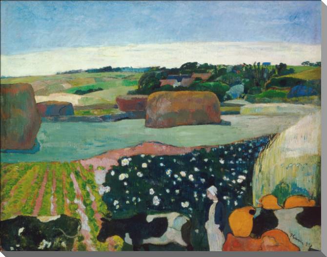 Купить и печать на заказ Картины на холсте Поль Гоген Haystacks in Brittany