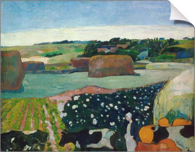 Картины на холсте Paul Gauguin Haystacks in Brittany