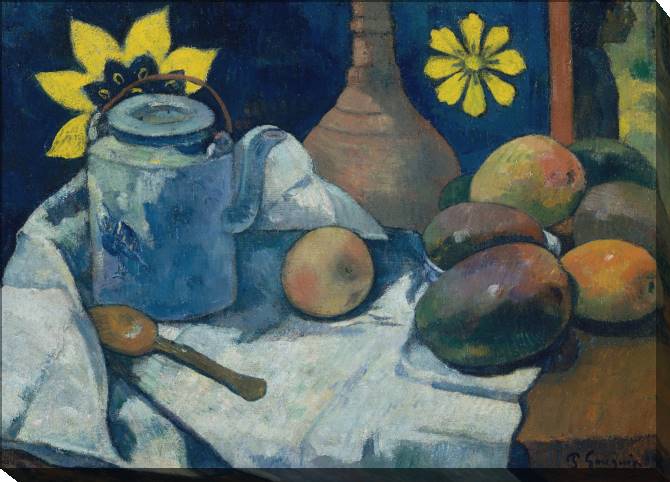 Купить и печать на заказ Картины на холсте Поль Гоген Still Life with Teapot and Fruit