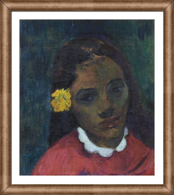 Картины в рамке, багете Paul Gauguin Head of a Tahitian Woman with Flower in Hair