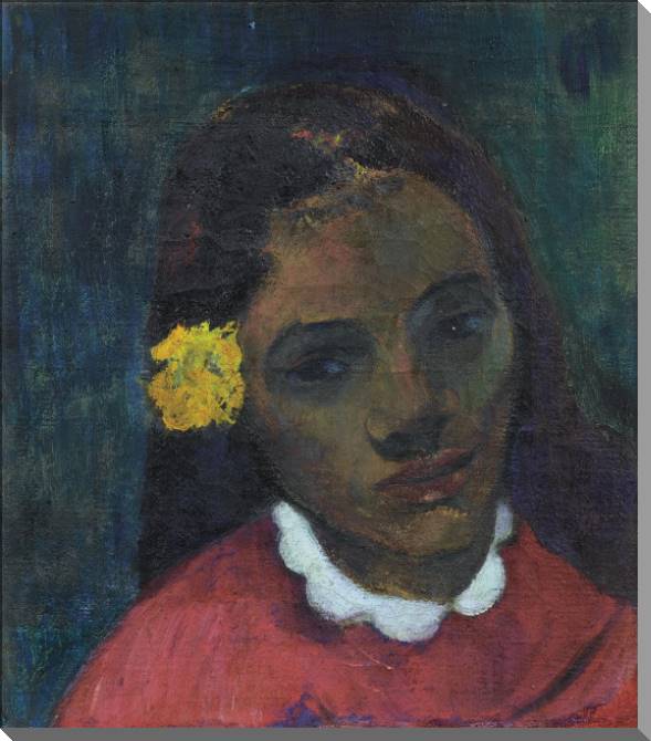Купить и печать на заказ Картины на холсте Поль Гоген Head of Tahitian Woman with a Flower in Hair