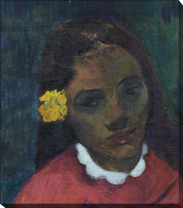 Купить и печать на заказ Картины на холсте Поль Гоген Head of Tahitian Woman with a Flower in Hair