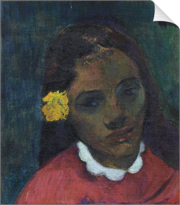Картины на холсте Paul Gauguin Head of a Tahitian Woman with Flower in Hair