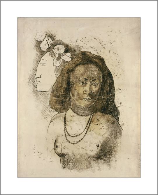 Купить и печать на заказ Картины, фото с паспарту Поль Гоген Tahitian Woman with Evil Spirit