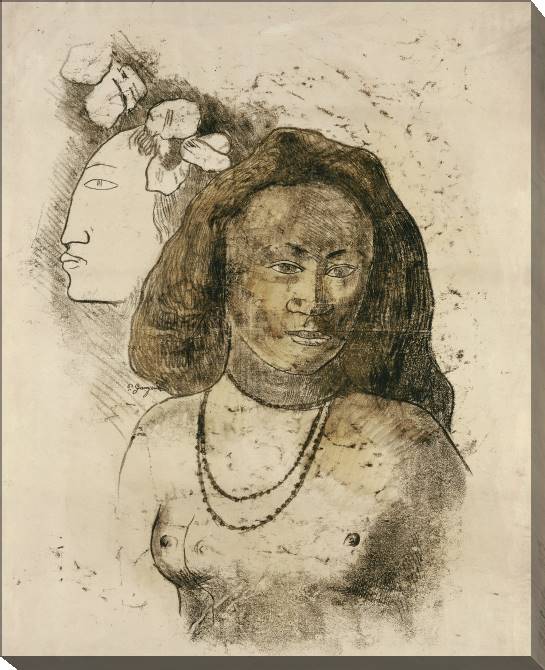 Купить и печать на заказ Картины на холсте Поль Гоген Tahitian Woman with Evil Spirit